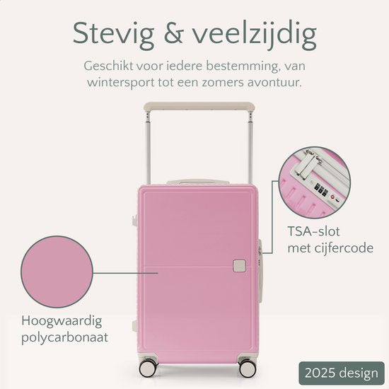 Skycases City Walker - Mittelgroßer Reisekoffer 77L - Leicht und robust - 360° Spinner-Räder - Original TSA-Schloss - Inklusive Schutzhülle & Nassbeutel - 66 x 45 x 26 cm - Pink