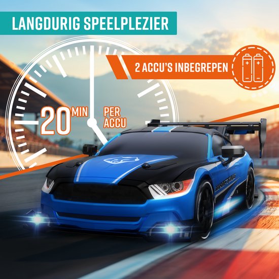 NAPI Controllable RC Car - Drift Car mit 2 Batterien, LED & Zubehör - 15 km/h - Outdoor-Spielzeug - Rennautos für Jungen & Erwachsene - Outdoor-Spielzeug - Spielzeugauto Radiographic - Drift King