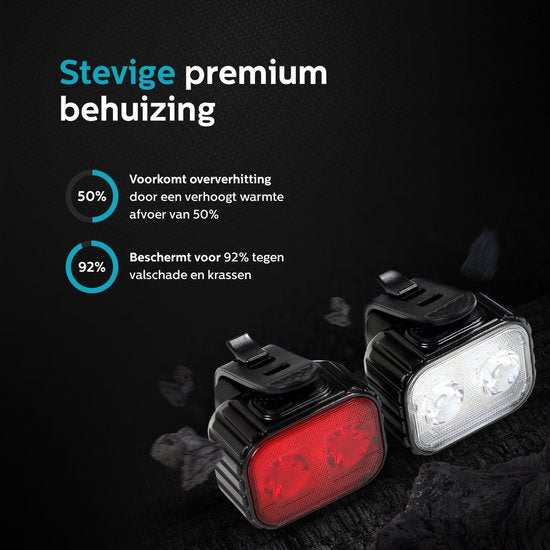 Inlustro Fahrradlicht-Set - Front-/Rücklicht - LED-Fahrradlicht rot und weiß - Fahrradlicht-Scheinwerfer - wasserdicht - USB wiederaufladbar