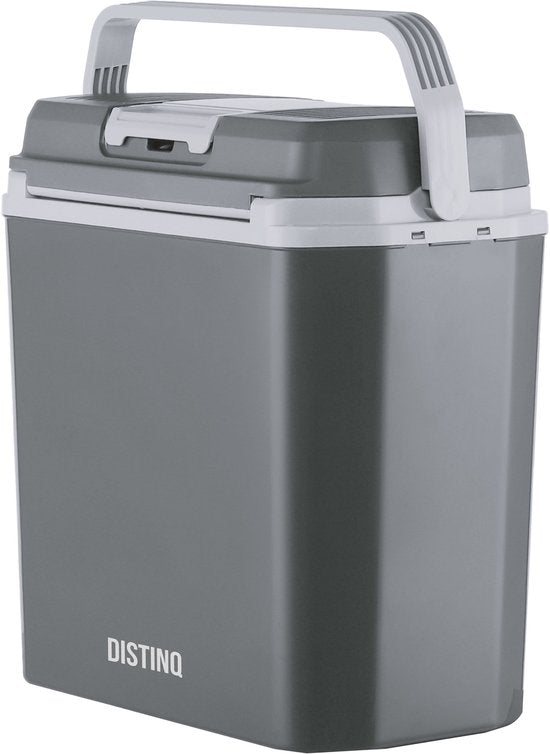 DistinQ Elektrische Kühlbox für Auto und Camping - Kühlbox elektrisch mit Heizfunktion - 12v 230 Volt - 20L - Grau