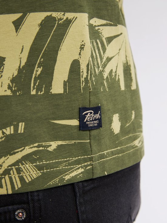 Petrol Industries – Herren-T-Shirt „Harbor“ mit Allover-Print – Grün – Größe XXXL