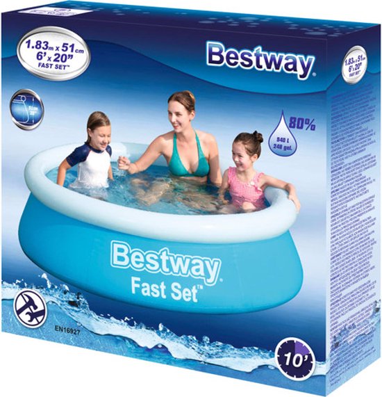 Bestway Kinderpool - Ø 183 cm - Modell 57392 - Aufblasbarer Rand
