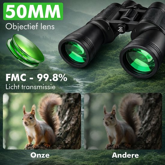 Travelhawk Fernglas - 20x50 - BAK4 - Voll multivergütet (FMC) - Kompaktes Fernglas - Wasserdicht - Mit Umhängekordel, Tragetasche - für Vogelbeobachtung, Jagd, Theater - Schwarz
