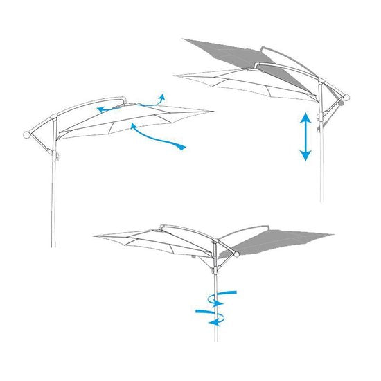 Lifetime Garden Floating Parasol mit Fuß - Sonnenschirm kippbar - ⌀300 x 300 cm - Balkon Sonnenschirm mit Tilt-Up System - Einstellbar bis 3 Meter Höhe - Champagner Sonnenschirm