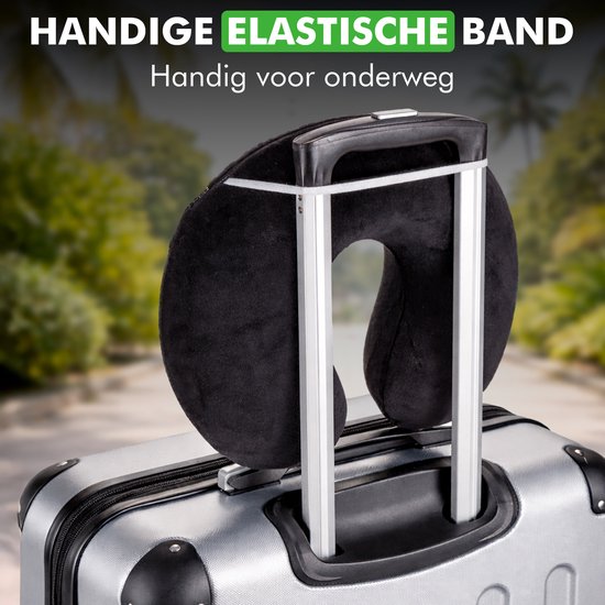 Travelhawk Nackenkissen - Luxuriöses Reisekissen - Memory Foam - Nackenkissen Flugzeug, Auto, Bus, Zug und Camping - Nackenkissen - Schwarz