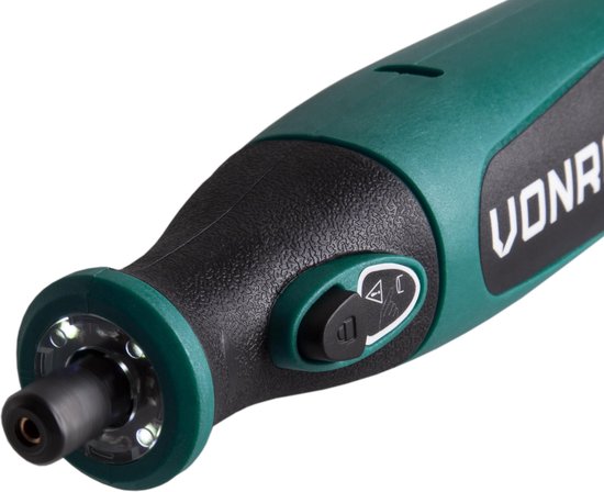 VONROC Accu Multitool - Rotierend - 8V - Inkl. 24 Zubehörteile, Ladegerät & Aufbewahrungstasche