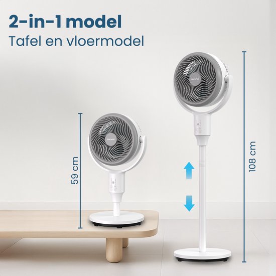 Auronic Standventilator - Boden und Tischventilator - 3 Geschwindigkeiten - Leise - Weiß