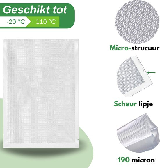 VAIVE Vakuumbeutel Lebensmittel 20 x 30 cm - 100 Stück - Vakuumbeutel - Sous-vide-Beutel