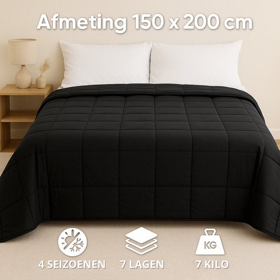 Vonia Beschwerungsdecke 7 kg - Beschwerungsdecke - 150 x 200 cm - Schwarz