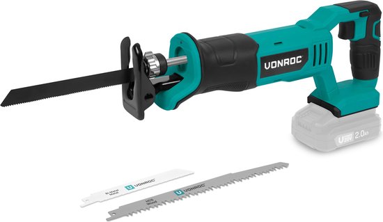 VONROC Accu Reciprosäge 20V - Inkl. 3 Sägeblätter - Exkl. Akku und Schnellladegerät