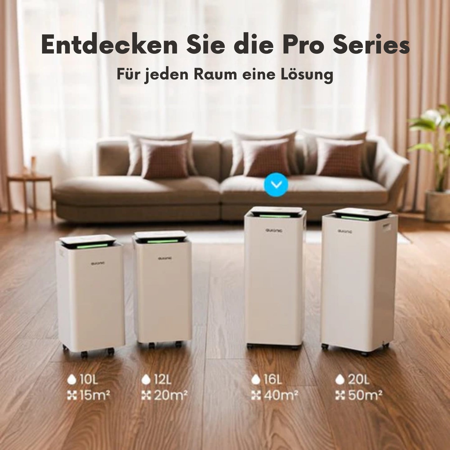 Auronic Luftentfeuchter und Luftreiniger - Pro Series - 16 l pro Tag - Waschtrockenfunktion - Schlafzimmer, Badezimmer und Wohnzimmer - Weiß
