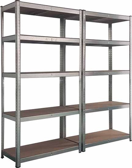 2x Profeco Heavy Duty Lagerregal 180x90 cm - Edelstahlregal - 10 Fachböden - Kapazität 175 kg pro Fachboden - Lagerschrank Garage & Schuppen