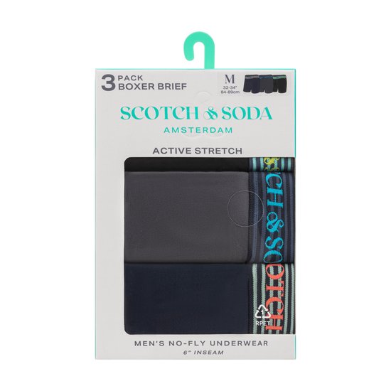 Scotch & Soda Active Stretch Boxershorts - Herren - Navy/Grau/Schwarz - 3er-Pack - Performance Fit Größe M