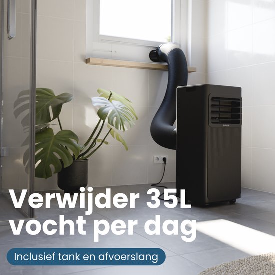 Auronic Mobile Air Conditioner - 7.000 BTU - 3-in-1 - Klimaanlage mit 2 Fensterdichtungssätzen - Ventilator - Luftentfeuchter - bis zu 20m² - Schwarz