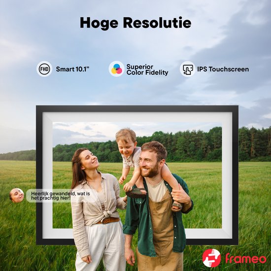 Denver Digitaler Fotorahmen - 10,1 Zoll Bildschirm - HD - Frameo App - WiFi - IPS-Touchscreen - 16GB - Schwarz
