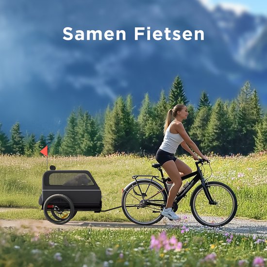 TrevoPet® Dog Bike Trailer XL - Klappbarer Fahrradanhänger Hund - Hundeanhänger mit Rampe, Federungssystem & wetterfest - Geeignet für E-Bikes - 45 kg - Schwarz