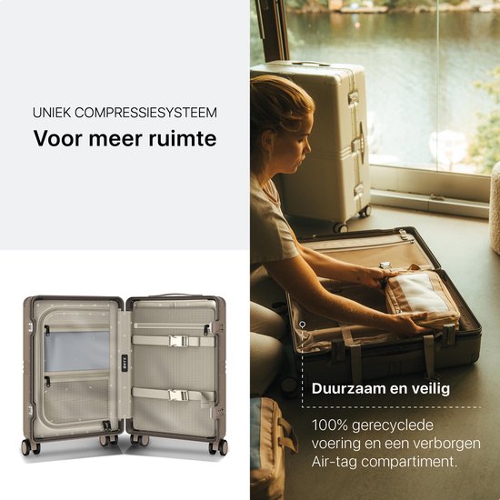 ONYX Hybrid Pro Handgepäck Koffer 35 Liter - Recyceltes Polycarbonat und reißverschlussloses Design - Reisekoffer mit TSA-Schloss und Spinner-Rollen - Leichter Trolley - Desert Clay