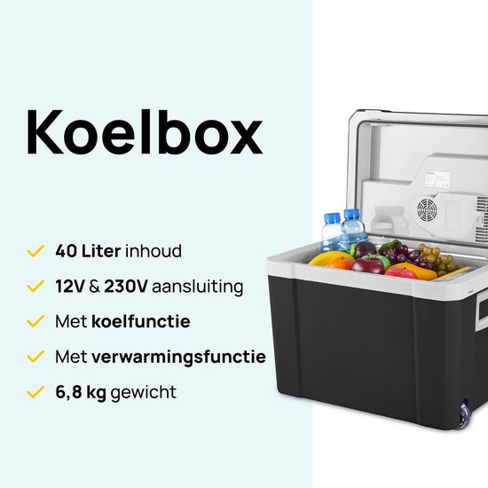 MOA Coolbox Electric 12v 230 volt - 40L - Frigobox - Camping Kühlschrank - Auto und Camping - Kühlung und Heizung - Schwarz