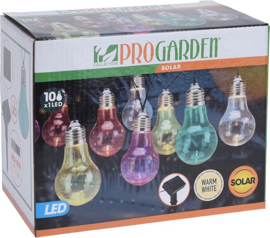 Outdoor Partybeleuchtung Solar mit 10 farbigen Lichtern 2 Meter Lichterkette - Outdoor Beleuchtung Solar LED Lichter