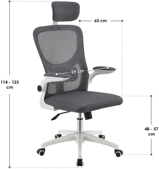 Juskys Ergonomischer Bürostuhl - Baltimore - Weiß / Grau