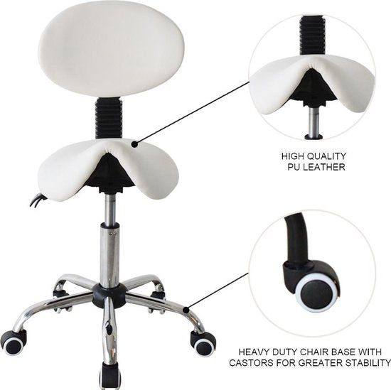 Sattelhocker ergonomische Rückenlehne kippbar - Barbierhocker - tabouret - höhenverstellbar