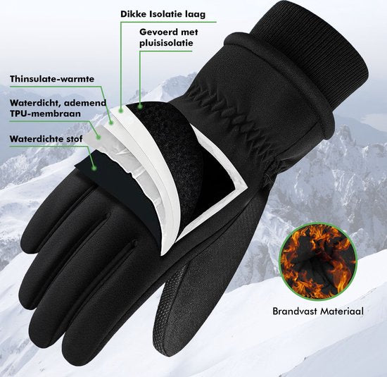 Travelhawk Touchscreen Handschuhe - Extra Warm - Spritzwassergeschützte Handschuhe Herren - Handschuhe Damen - Handschuhe Winter - Scooter/Bike - Schwarz - L/XL