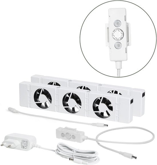 SpeedComfort Radiator Fan Duo Set - 2x schneller warm - Bis zu 22% Energieeinsparung - Einfach zu installieren - Flüsterleise - Niederländisches Produkt - Energieeffiziente Radiatorventilatoren - Weiß
