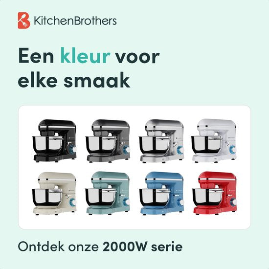 KitchenBrothers Küchenmaschine - Küchenroboter - 6.2L - Mixer mit Rührschüssel - Küchenmixer - 2000W - Pastellgrün