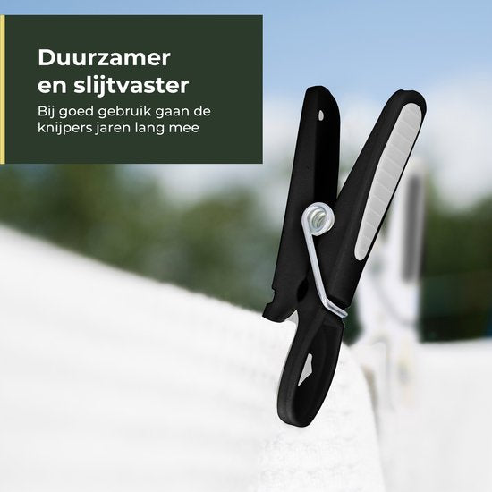 Gandria Wäscheklammern 48 Stück - Kunststoff-Wäscheklammern - Satz von 48 Kunststoff-Wäscheklammern - Wäscheständer Wäscheklammern 10 Kg - Schwarz/Weiß und Weiß/Schwarz