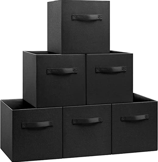 SWILIX® Multifunktionaler Aufbewahrungskorb / Aufbewahrungsbox - Schrankorganisator - 6 Stück - 20 L - Schwarz