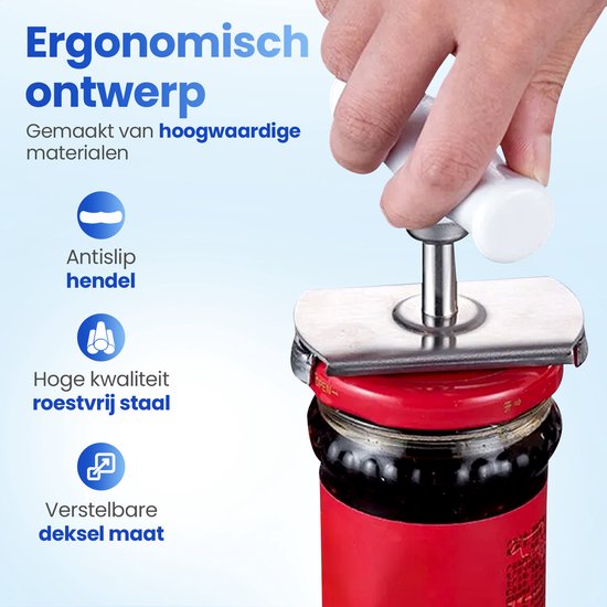 Techvavo® Topföffner - Handlicher Öffner für Töpfe - Ergonomischer Deckelöffner - Topföffner - Küchenwerkzeuge - Rheumahilfen