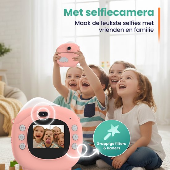 ODESSEY Kinderkamera mit Drucker - Full HD - Selfie-Kamera - 32GB SD-Karte - Foto - Video - Spiele - Digitalkamera Kinder - Fotokamera für Kinder - Pink