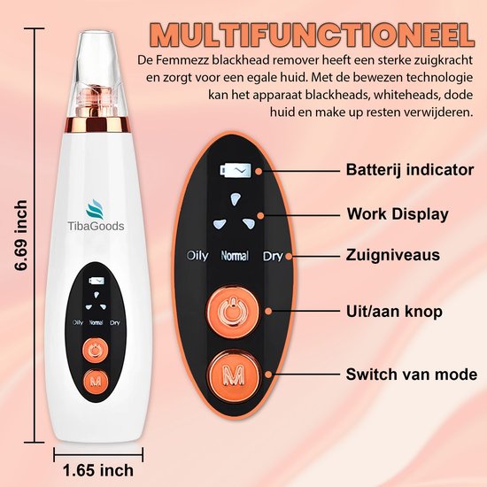 TibaGoods Premium Mitesserentferner - Porenreiniger mit 6 Aufsätzen Mitesser entfernen - Akne - Komedonenlöffel - Hautpflege