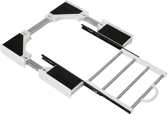 Vonia Spacer Waschtrockner - Stapelset Waschtrockner - Universal - Verstellbar - Ausziehbarer Handtuchhalter - Weiß