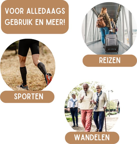 Kompressionssocken 1 Paar Stützsocken Damen und Herren - Kompressionssocken - Laufsocken - Sportsocken - Schwarz - Größe 41-45 L/XL