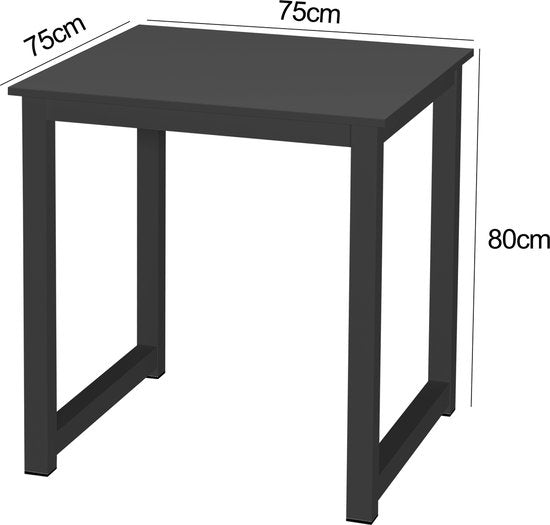 VDD Küchentisch und Schreibtisch Tisch - 75 cm x 75 cm - Schwarz