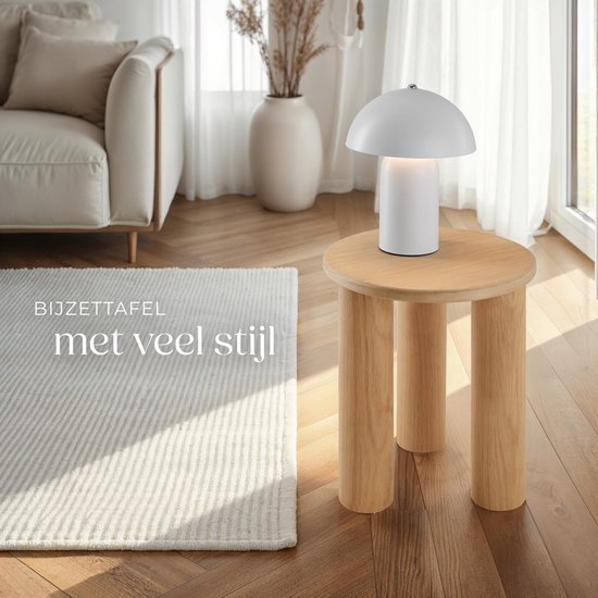 tectake® Runder Beistelltisch Sisi - Ø 40 x 45,5 cm - Massivholzbeine - Couchtisch - Nachttisch - Runder Tisch mit Anti-Rutsch-Bodenschonern