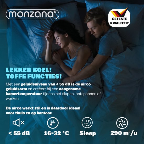 Monzana mobiles Klimagerät - 7000 BTU Fenster-Kit 20 bis 25m² wifi Timer - weiß