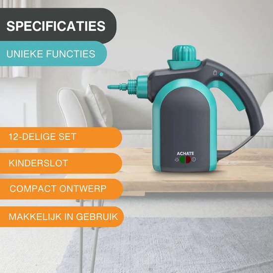Achaté© 12-in-1 Dampfreiniger - Handdampfreiniger für Kleidung - 12-teiliges Zubehörset