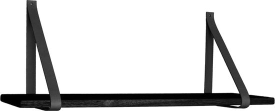 Wandregal blank Holz mit Leder 80x20cm