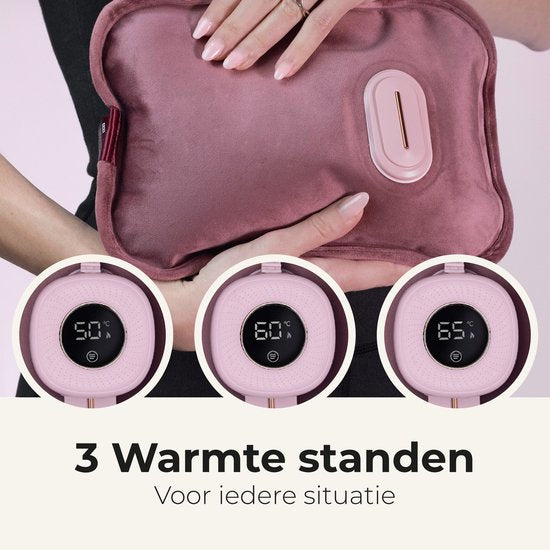 STAUS&BACH Bellune - Elektrische Wärmflasche mit Hülle - Wärmflasche mit 3 Wärmestufen (50°C bis 65°C) - 2 bis 10 Stunden warm - Wärmflasche für Baby - Bauch-, Nacken- und Rückenwärmer - Menstruationswärmestreifen - Bordeauxrot