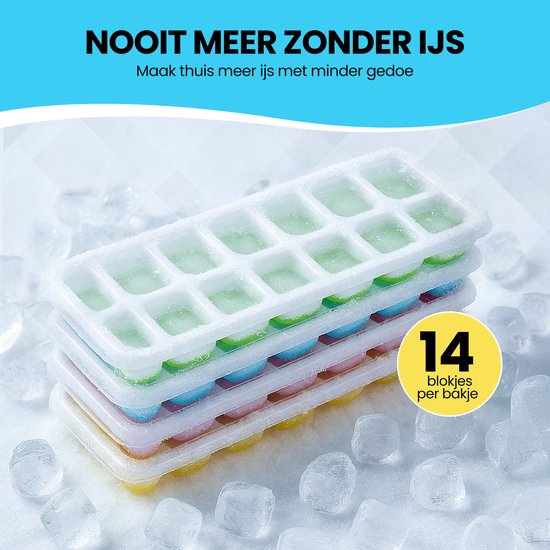TTD® Silikon-Eiswürfelform mit Deckel - 4er-Set - 14 x 4 Eiswürfel - stapelbar - BPA-frei - Eiswürfel lassen sich leicht herausdrücken