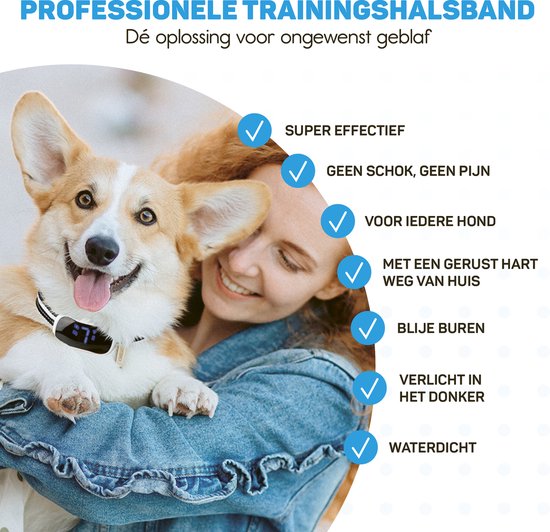Anti-Bell-Halsband Pro mit LED - Erziehungshalsband ohne Schock - Anti-Bellgerät für kleine und große Hunde - wasserdicht, wiederaufladbar und beleuchtet - Vibration und Audio