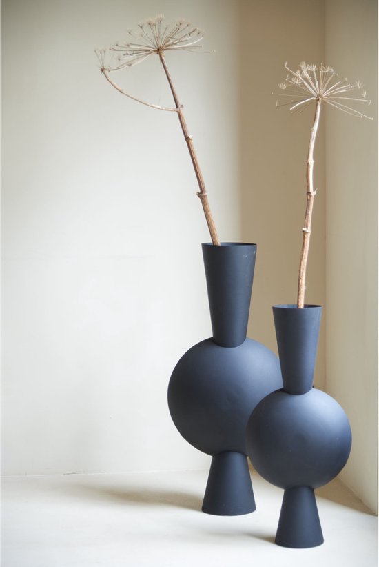 Light & Living Vase Kavandu – Schwarz – 37,5 x 22 x 81 cm – Metall – Modern – Blumenvase – Wohnaccessoire – Dekorative Vase für das Wohn- oder Schlafzimmer