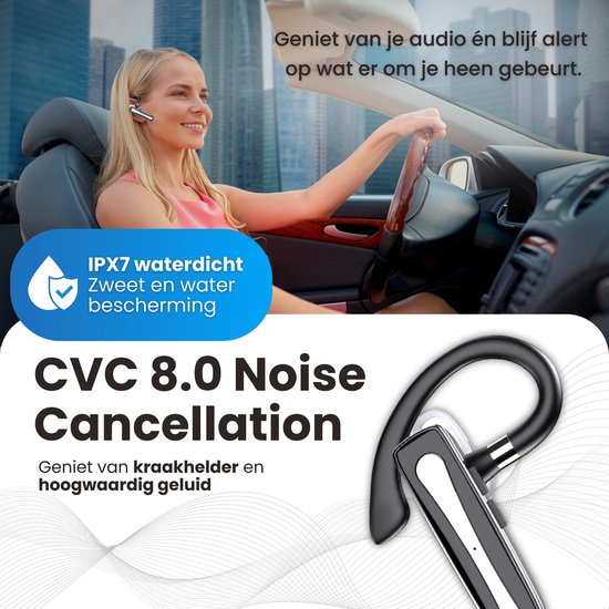 Otiume Wireless Headset PRO - Geräuschunterdrückung - inkl. Ladekoffer - Bluetooth 5.3 - Bluetooth Headset - Freisprecheinrichtung Auto - Ohrhörer Wireless mit Mikrofon