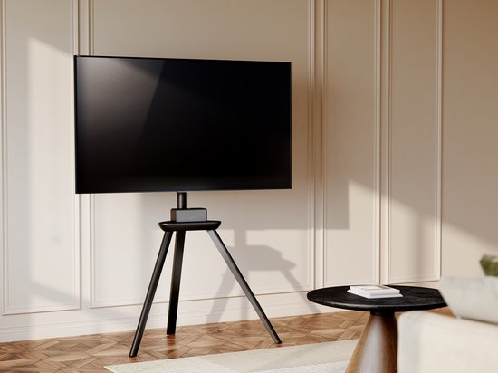 VDD TV-Ständer - Bodenständer - Studiostativ - Staffelei Design - bis zu 65 Zoll - Schwarz