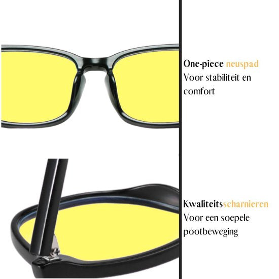 VAIVE Nachtfahrbrille - Gelbe Gläser - Blaulichtfilter - Anti-Blend - Unisex