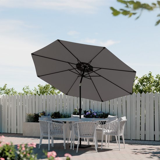 LifeGoods Sonnenschirm - Garten - Ø300 cm - 30° neigbar - Wasserdicht - UPF50+ - Dunkelgrau