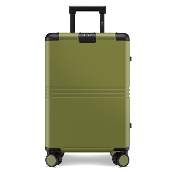 ONYX Hybrid Pro Handgepäck Koffer 35 Liter - Recyceltes Polycarbonat und reißverschlussloses Design - Reisekoffer mit TSA-Schloss und Spinner-Rädern - Leichter Trolley - Olivgrün