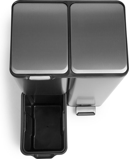 Umuzi Reinigungsabfalleimer - 60L - Soft Close - Metallic grau - Abfalltrennung 3 Behälter - 47 x 39 x 72